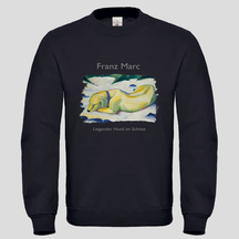 Liegender Hund im Schnee (Crewneck)