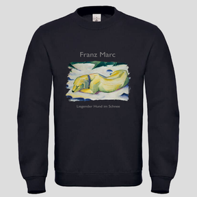 Liegender Hund im Schnee (Crewneck)
