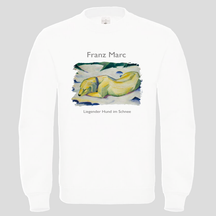 Liegender Hund im Schnee (Crewneck)