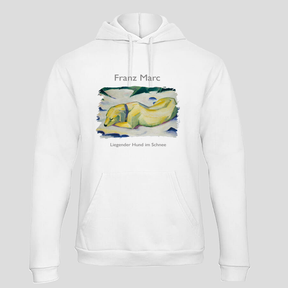 Liegender Hund im Schnee (Hoodie)