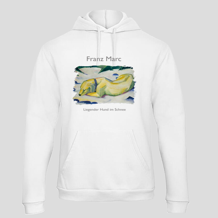 Liegender Hund im Schnee (Hoodie)