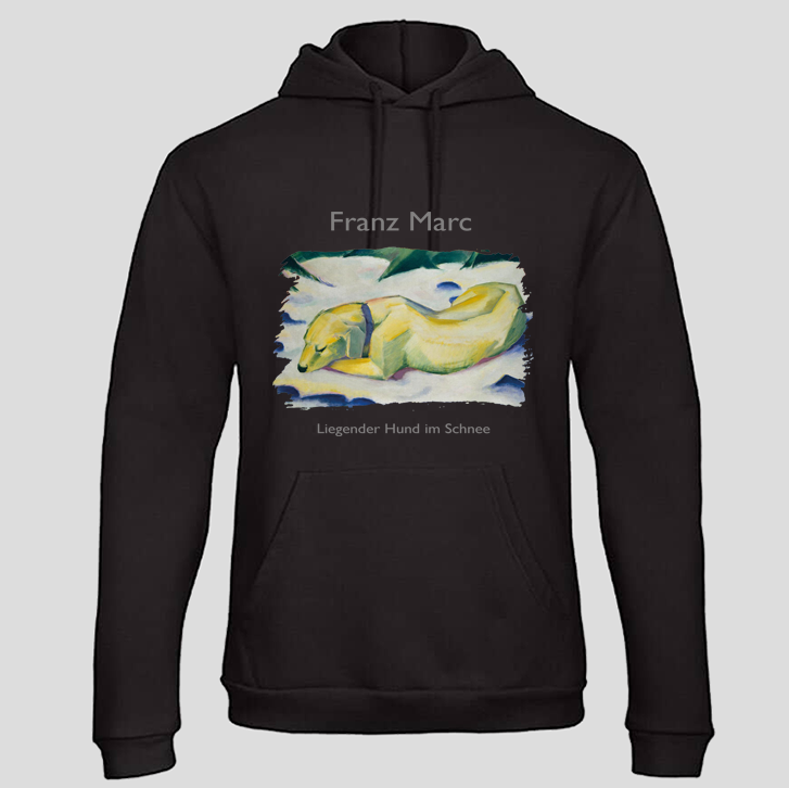 Liegender Hund im Schnee (Hoodie)